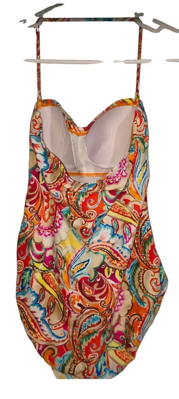 Lauren Ralph Lauren Paisley Print One Piece Swimsuit halter neckline ruched side